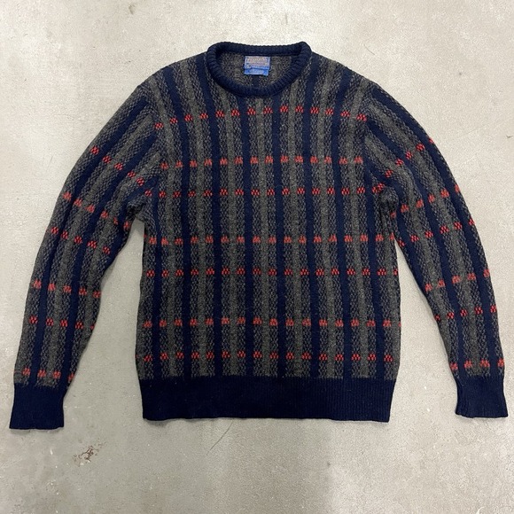 Pendleton Other - Vintage 80s Men's Pendleton Wool Sweater Stripe Checkered Made in USA XL FLAWED